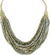 OLIVIA WELLES Layered Bead & Flower Detailed Necklace