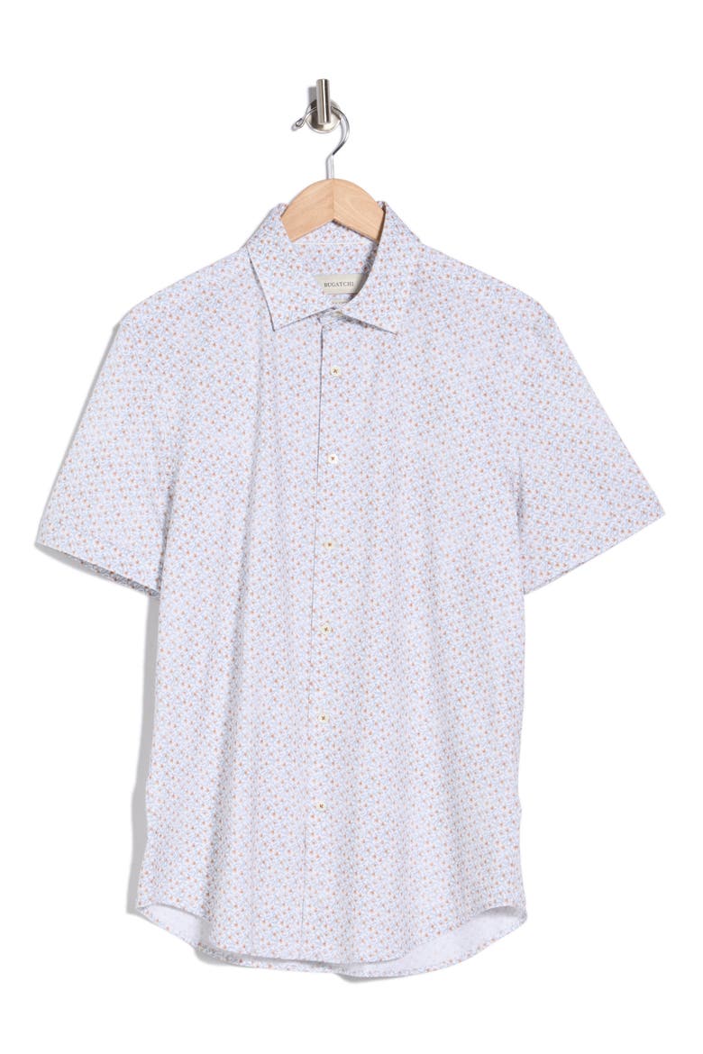 Stretch Cotton Short Sleeve Button-Up Shirt, Alternate, color, JAFFA