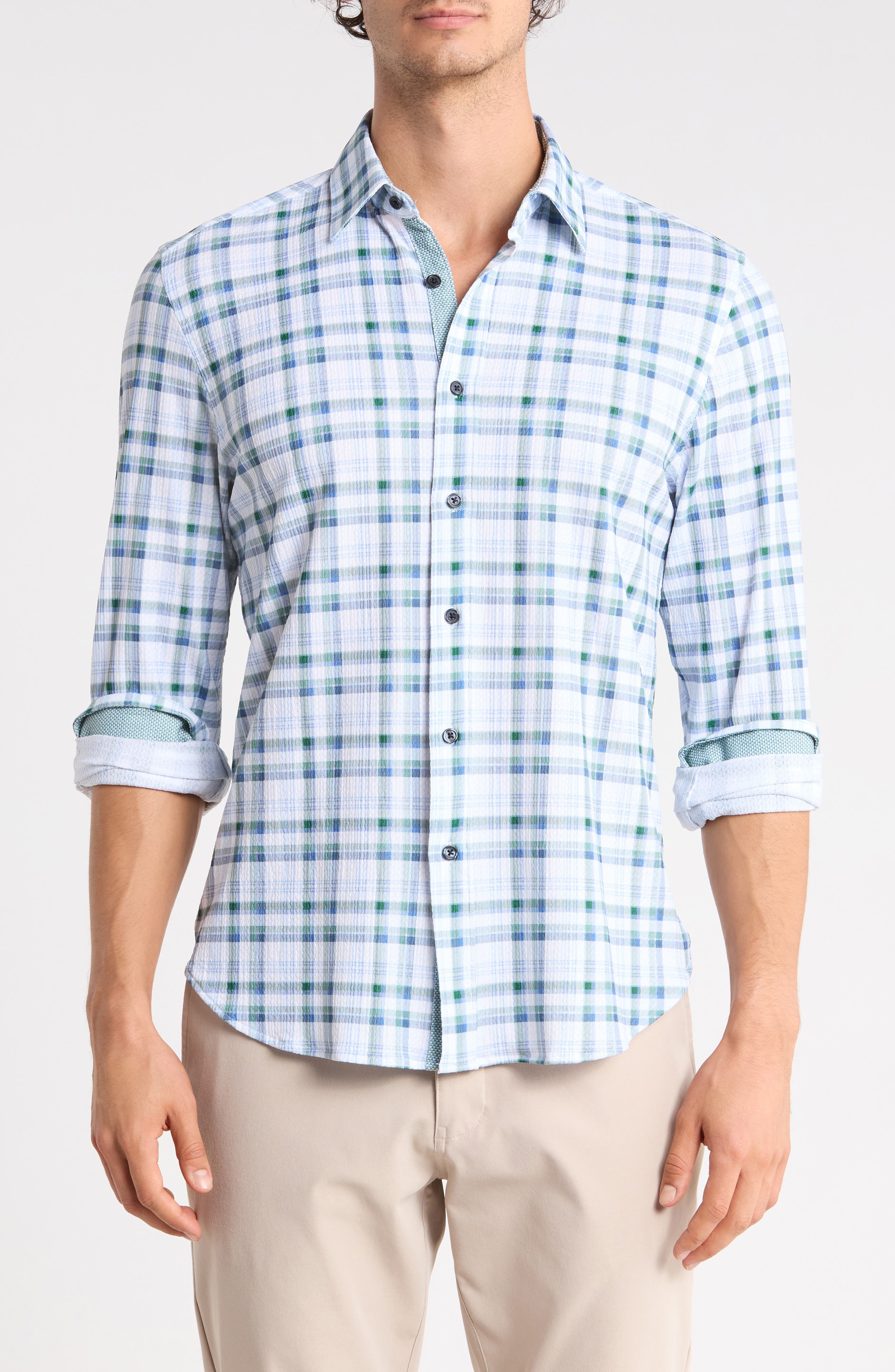 Plaid Seersucker Button Up Shirt