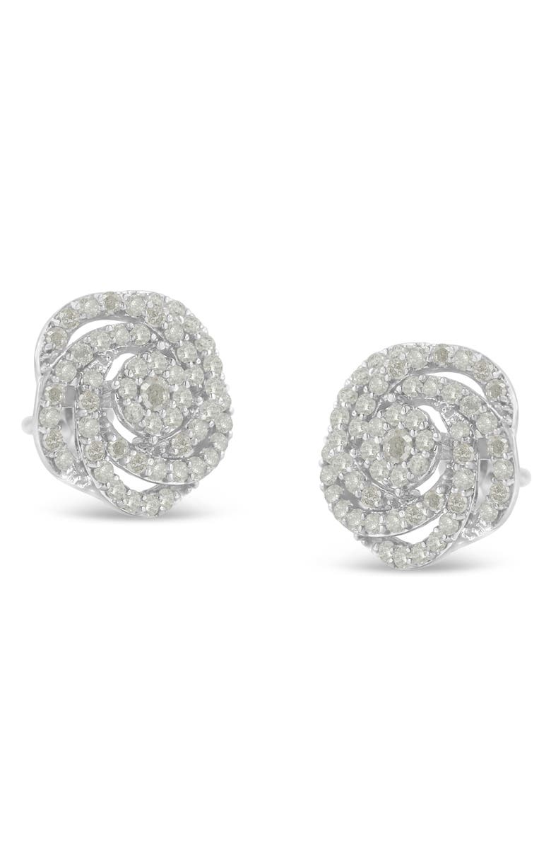 Haus of Brilliance 10KT White Gold Diamond Flower Stud Earring, Alternate, color, White