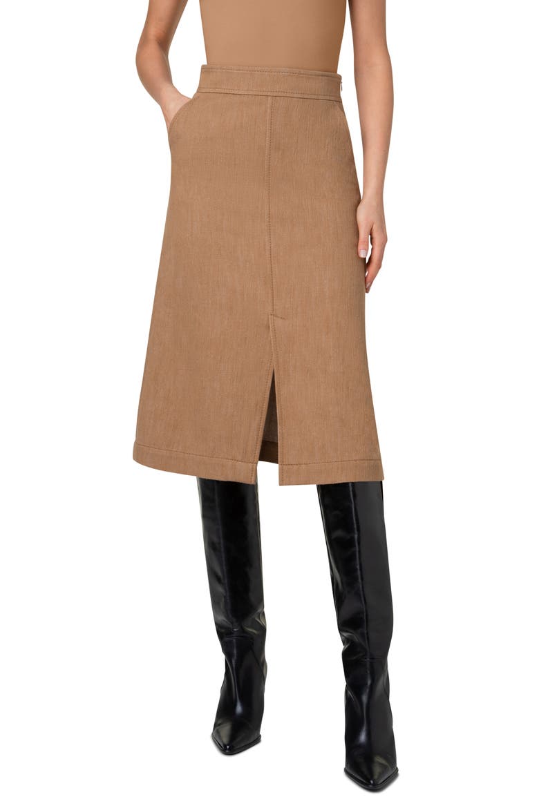 Washed Denim A-Line Skirt, Main, color, CARAMEL