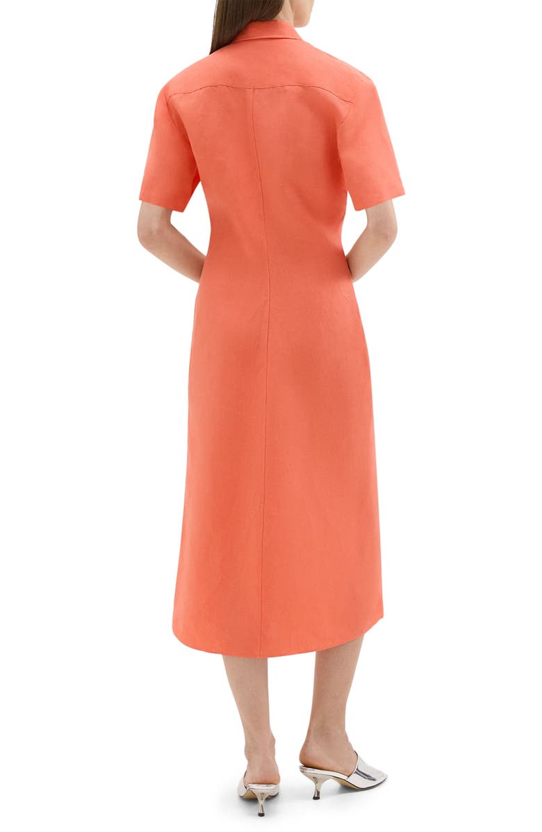 Theory Galena Linen Maxi Shirtdress, Alternate, color, Bright Coral