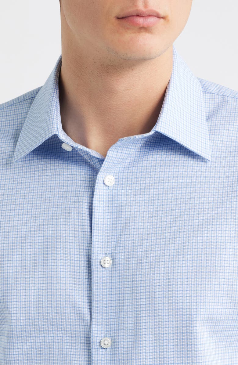 Nordstrom Trim Fit Premium Check Cotton Button-Up Shirt, Alternate, color, Blue Bono Plaid
