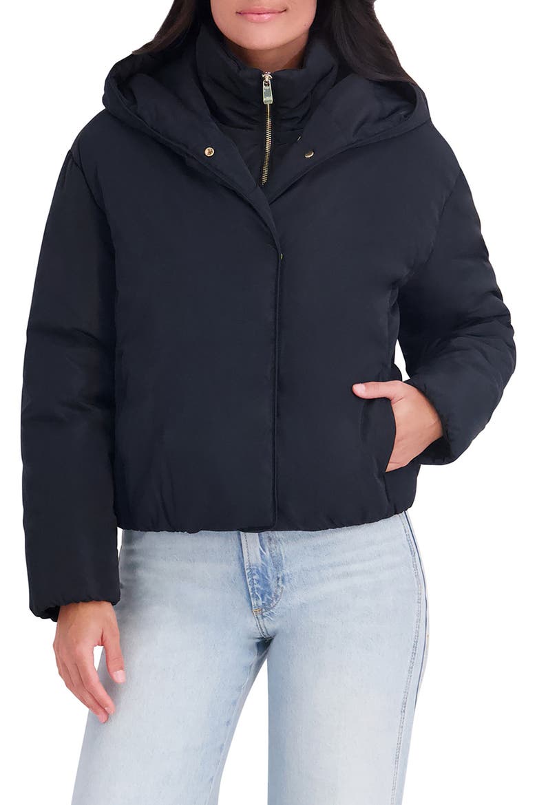 Hooded Puffer Jacket, Alternate, color, BLACK