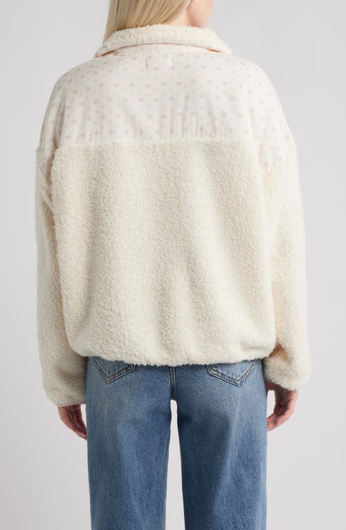 Happy Camp3r Vintage Flower Aria Mixed Media Quarter Zip Fleece Sweatshirt In Neutral