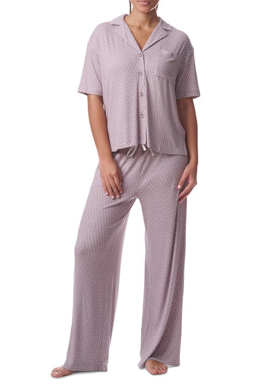 Splendid Print Short Sleeve Pajamas In Mini Textured Stripe