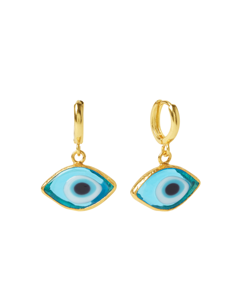 Bronte Glass Evil Eye Huggie Earrings