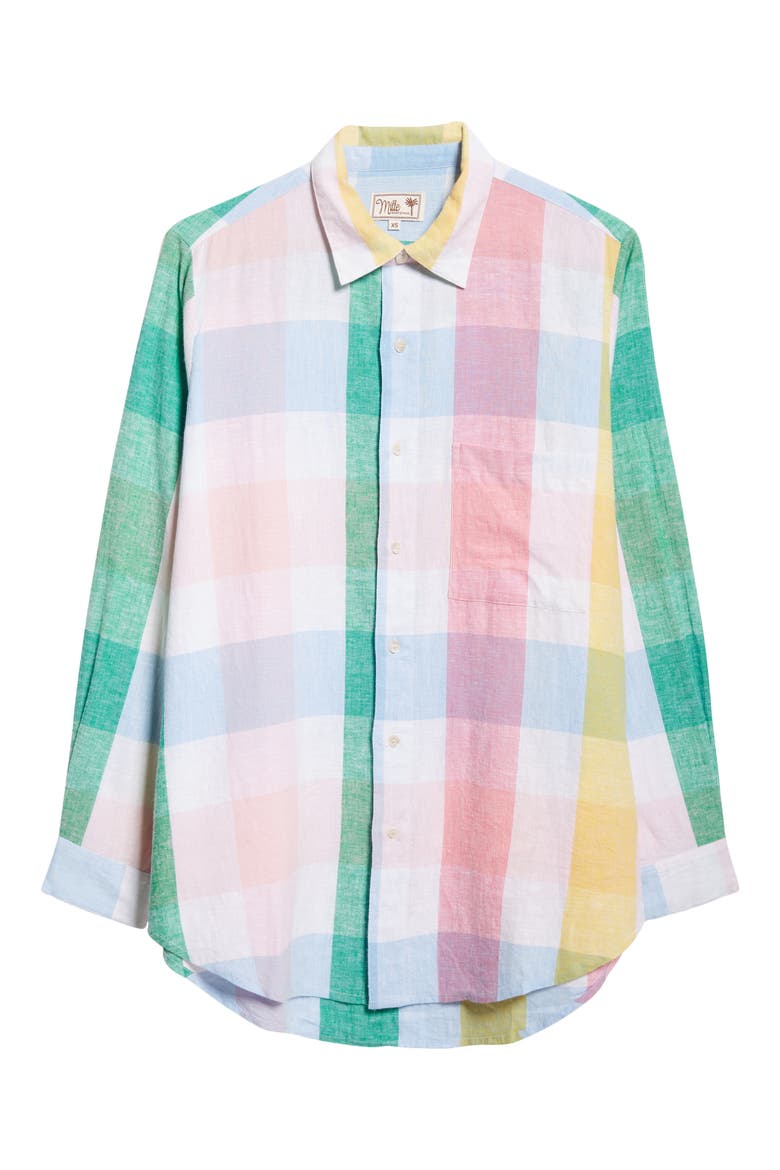 Sofia Long Sleeve Burnout Lace Button-Up Shirt, Alternate, color, PASTEL PLAID