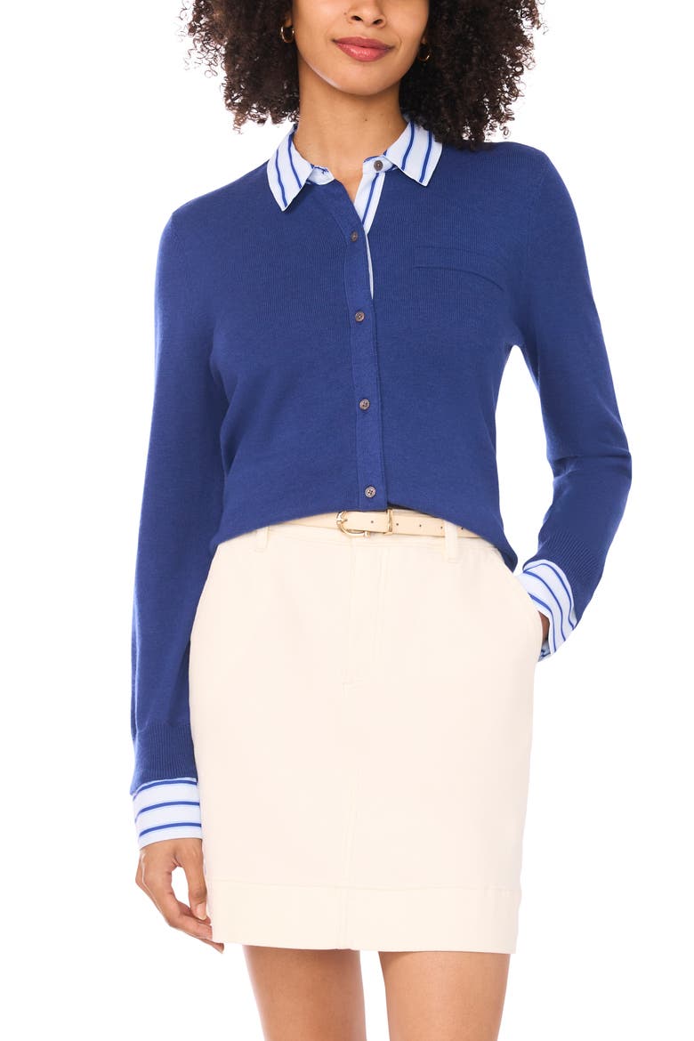 Mixed Media Cardigan, Main, color, NAVY DUSK