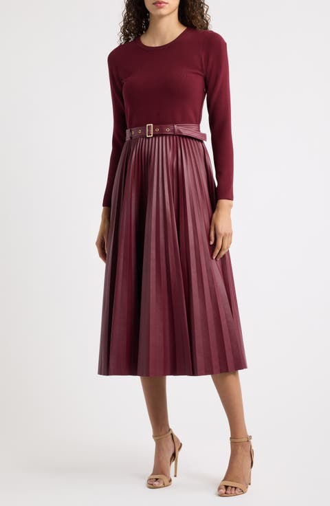 Allison Mixed Media Faux Leather Dress