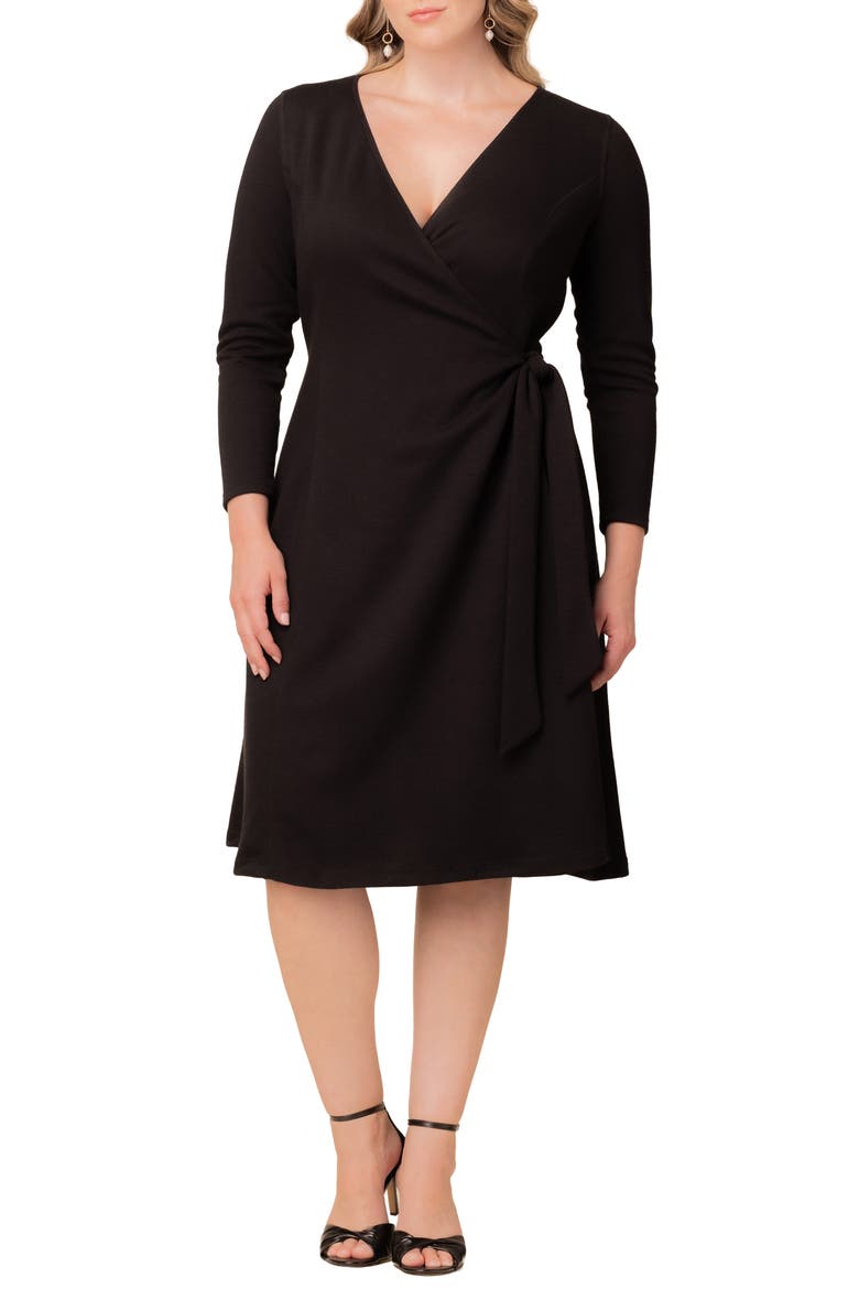 London Wrap Sweater Dress, Main, color, BLACK NOIR