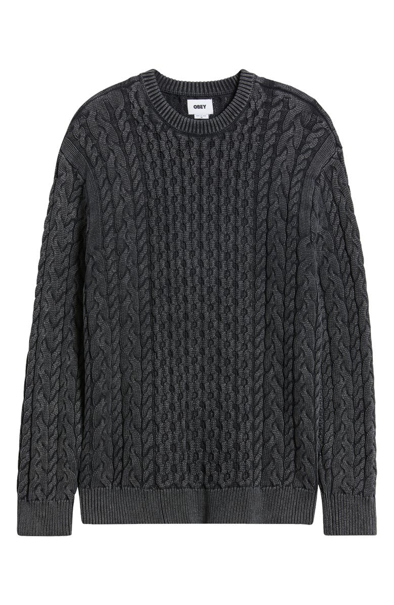 Obey Faded Wash Cable Sweater, Alternate, color, 