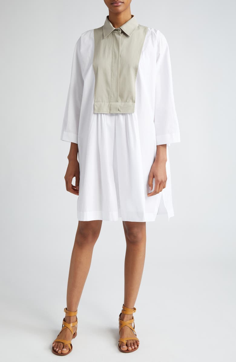 Max Mara Tattico Contrast Bib Poplin Shirtdress, Main, color, 