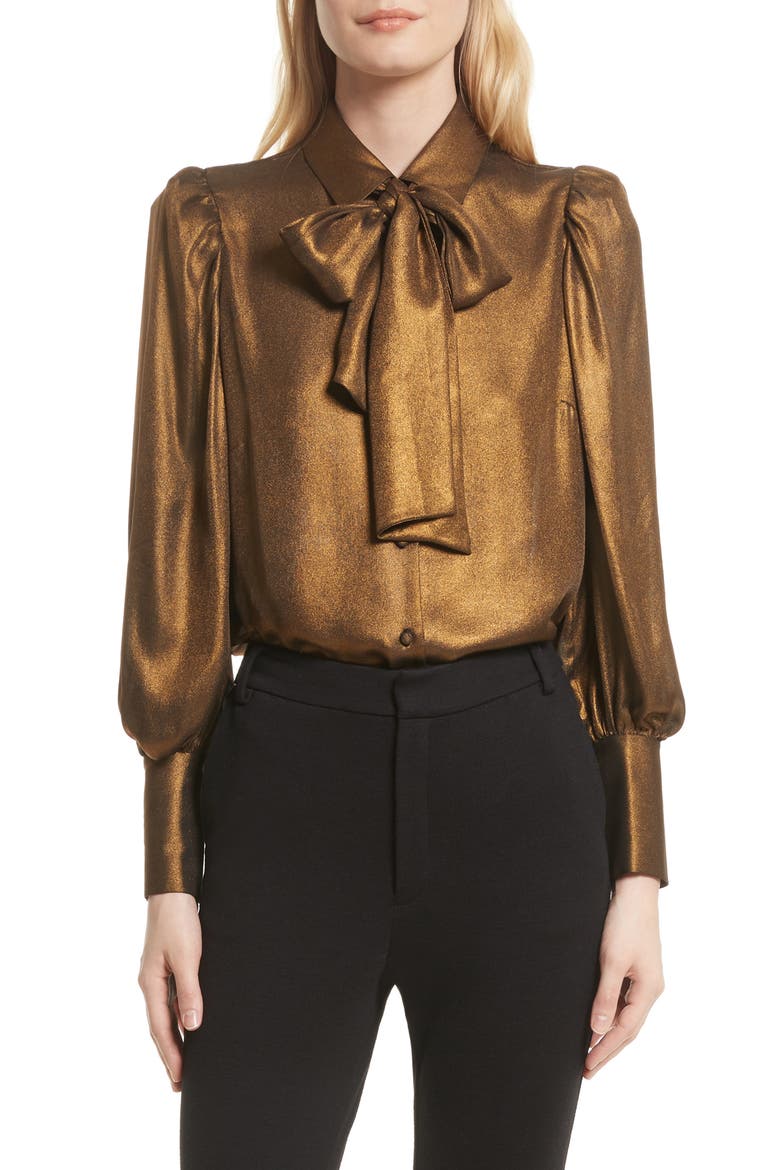 Voluminous Scarf Blouse, Main, color, GOLD
