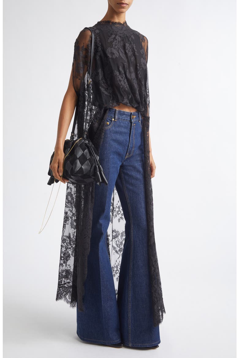 Valiant Lace Cape Top, Alternate, color, BLACK