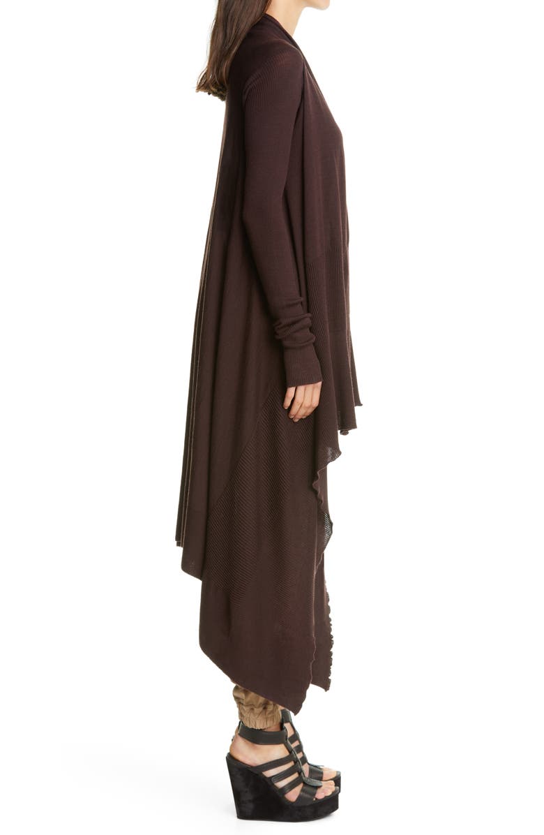 Rick Owens Long Asymmetrical Wool Cardigan, Alternate, color,