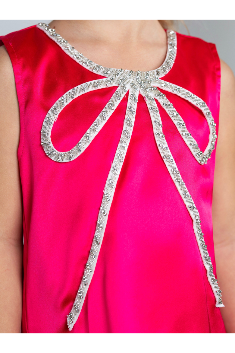 Flora Crystal-Bow Party Dress, Alternate, color, Pink