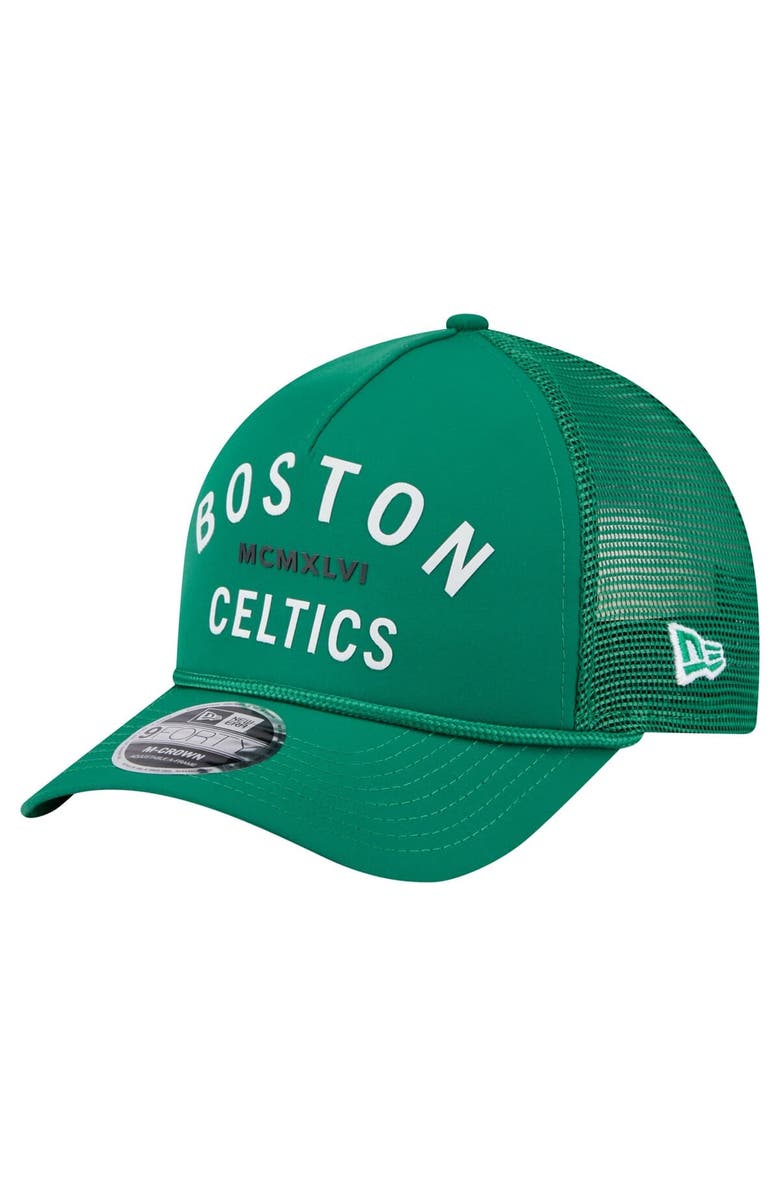 New Era Men's New Era Kelly Green Boston Celtics Minimalist A-Frame 9FORTY Trucker Hat, Main, color, Kelly Green
