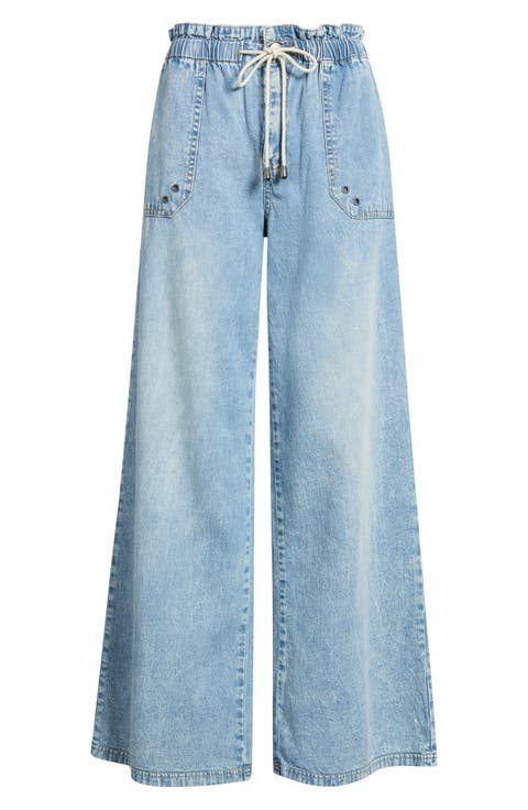 Drawstring Wide Leg Jeans