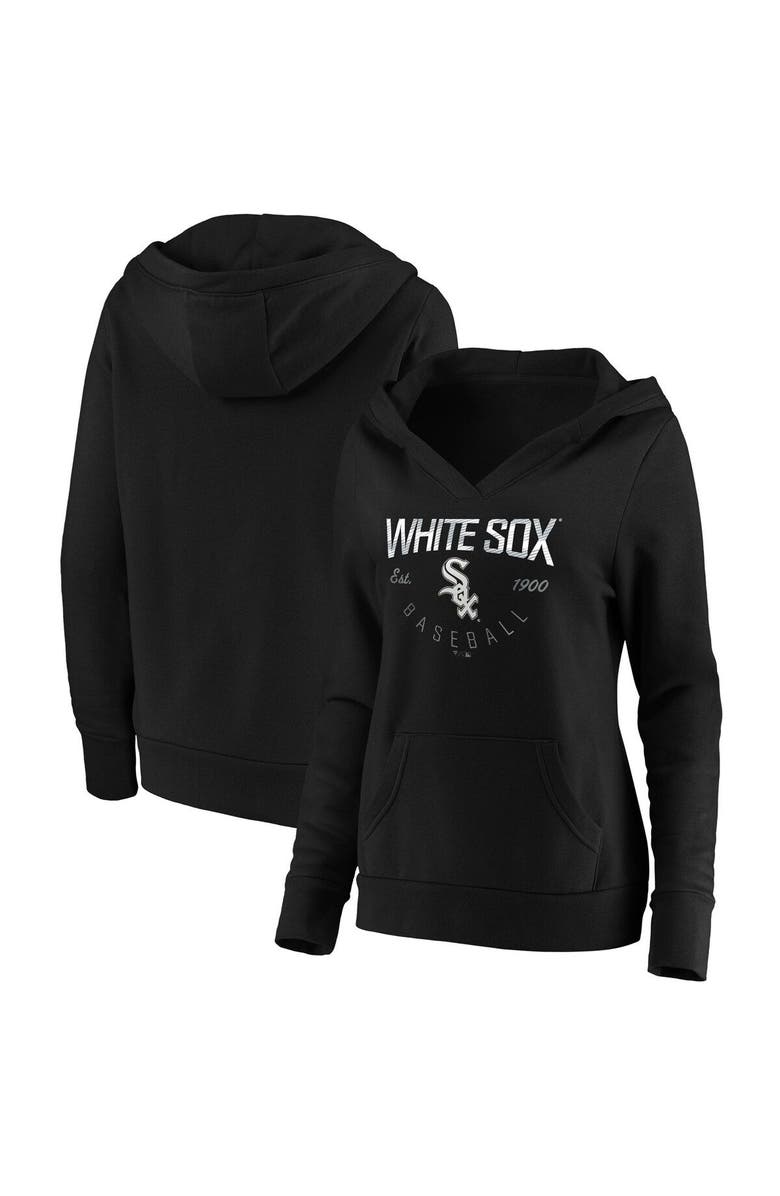FANATICS Women's Fanatics Branded Black Chicago White Sox Core Live For It V-Neck Pullover Hoodie, Alternate, color, Black