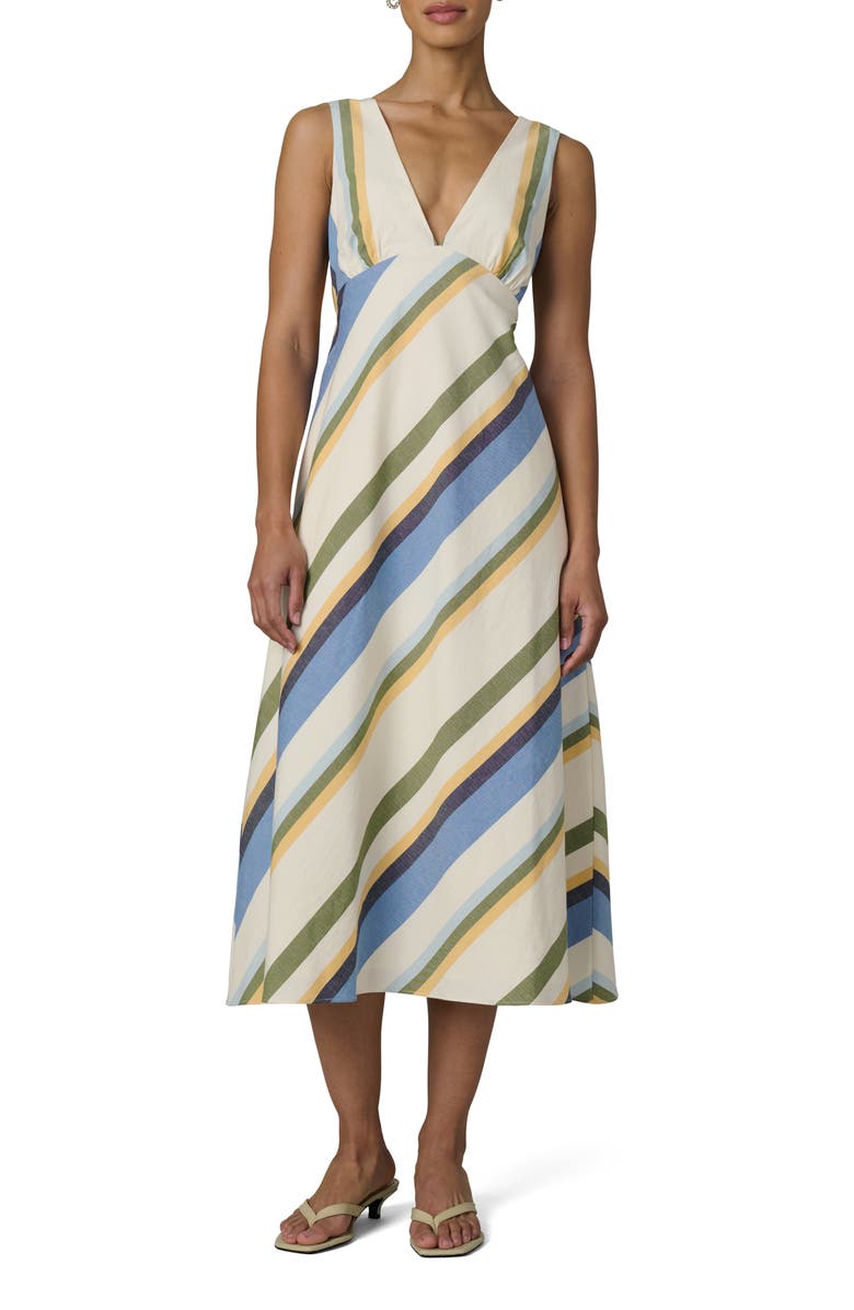 Joe's The Joni Stripe Cotton Blend Midi Dress, Main, color, Azure Variegated Stripe