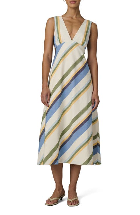 The Joni Stripe Cotton Blend Midi Dress