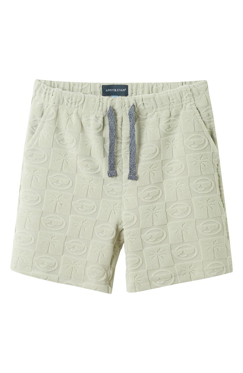 Andy & Evan Kids' 2-Piece Terry Cover-Up Hoodie & Shorts Set, Alternate, color, Beige Palm