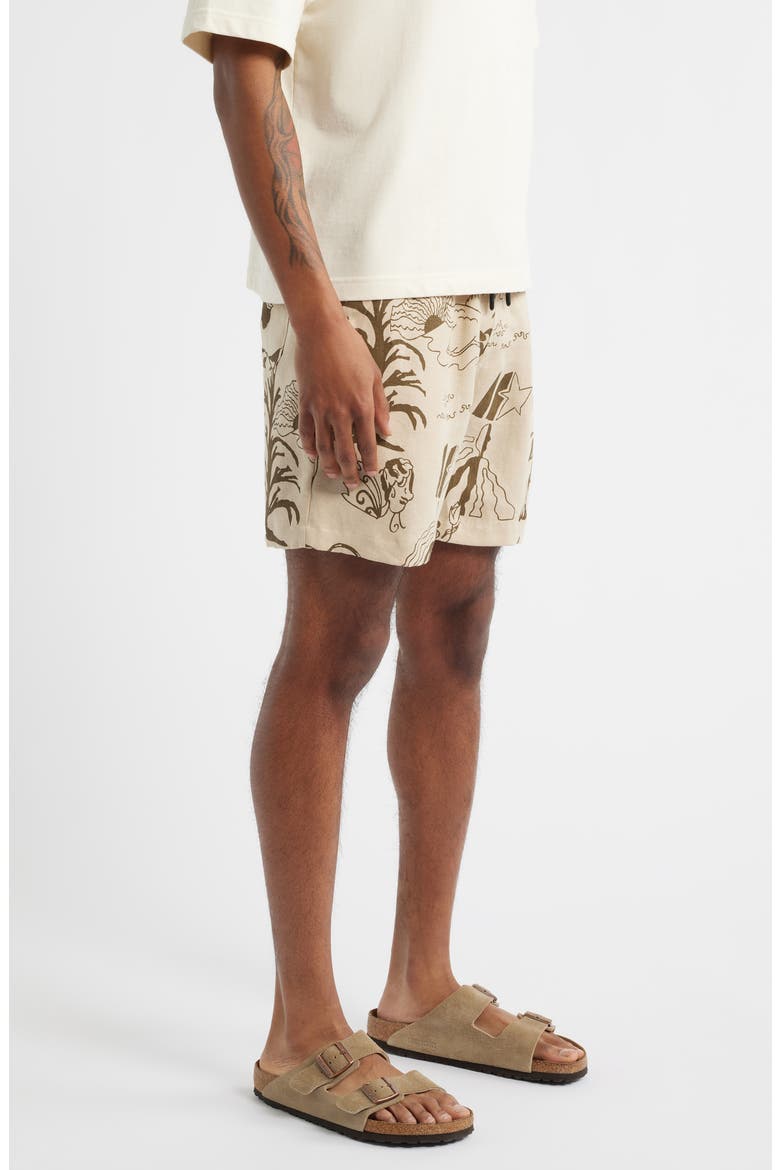 Poplan Porto Linen Drawstring Shorts, Alternate, color, BEIGE