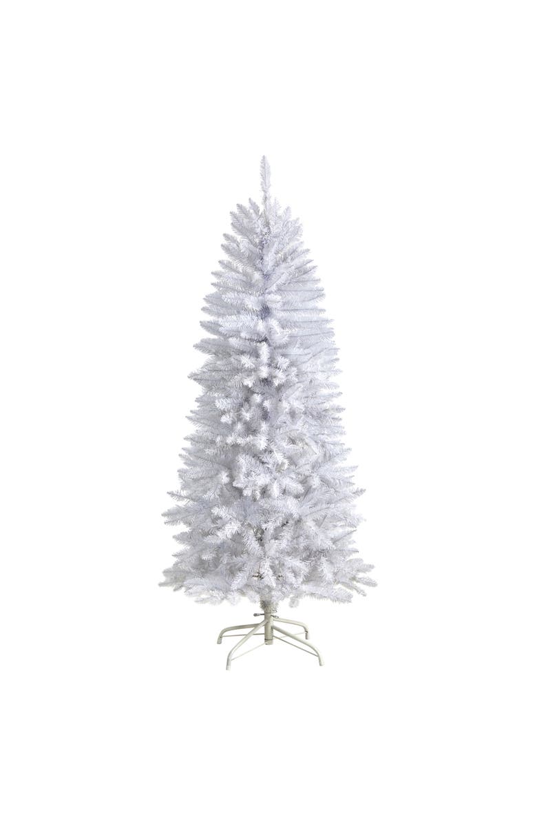 NEARLY NATURAL 5-ft Slim White Artificial Christmas Tree with 491 Bendable Branches, Main, color, White