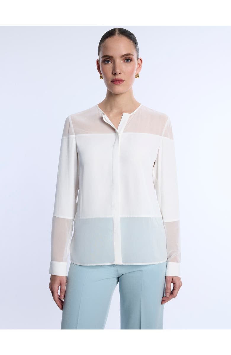 BCBGMAXAZRIA Sheer Panel Blouse, Main, color, Jasmine