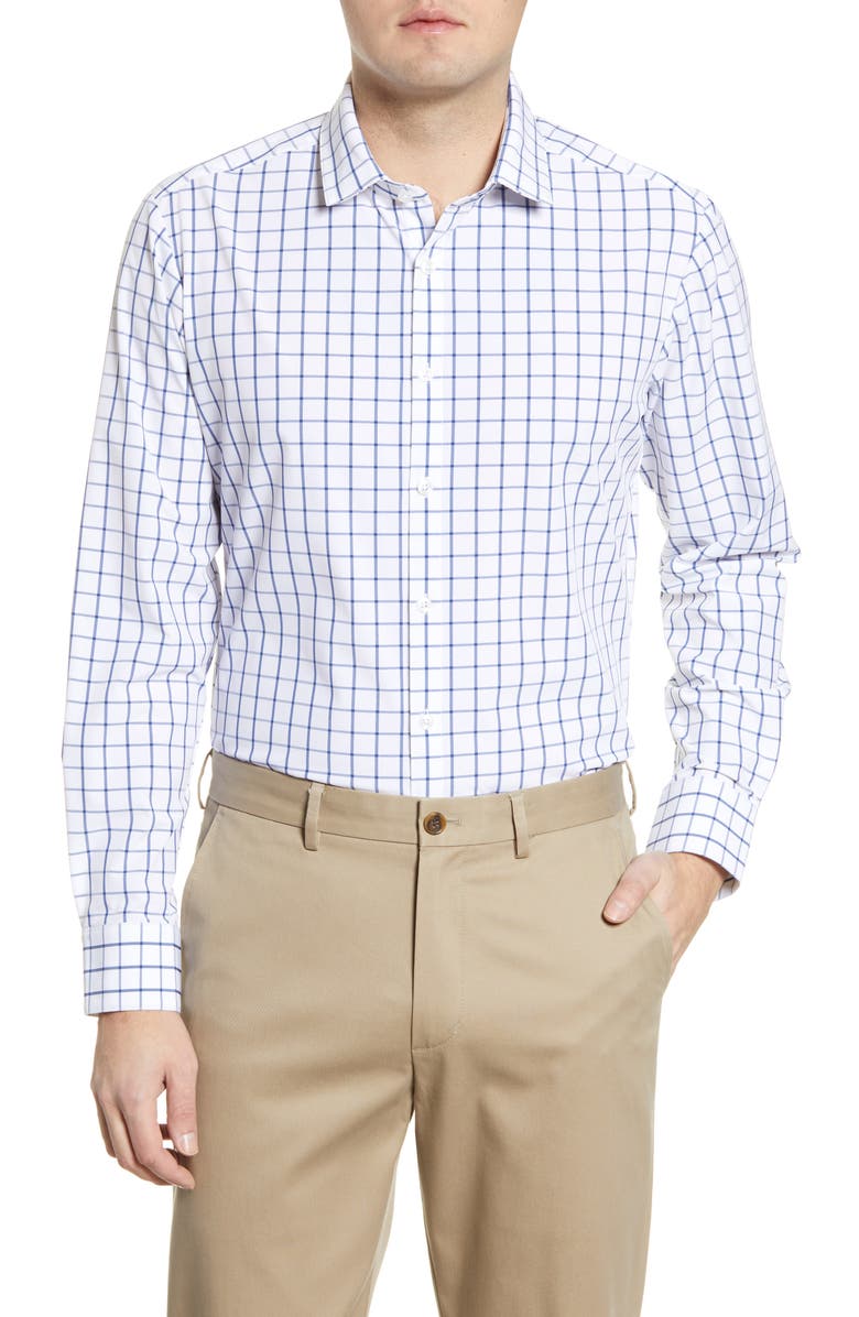 Mizzen+Main Leeward Trim Fit Check Button-Up Performance Shirt, Main, color, 