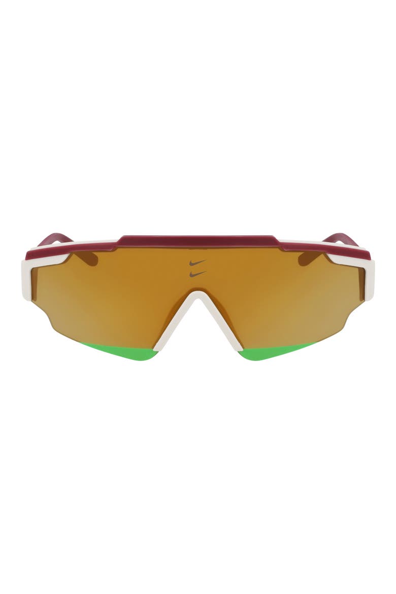 Marquee Edge 64mm Oversize Shield Sunglasses, Main, color, NIGHT MAROON/BRONZE MIRROR