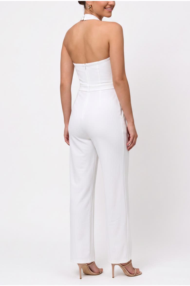 Racquel Sleeveless Halter Jumpsuit, Alternate, color, Eggshell