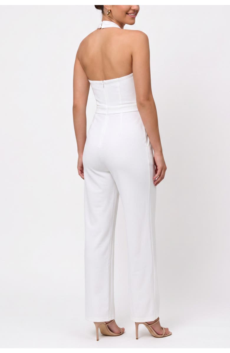 RACHEL Rachel Roy Racquel Sleeveless Halter Jumpsuit, Alternate, color, Eggshell