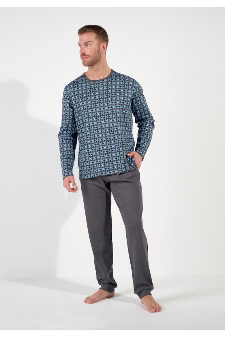 Aloys Long Pajama Set, Alternate, color, Dark Grey Print