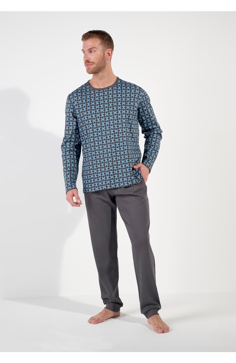 HOM Aloys Long Pajama Set, Alternate, color, Dark Grey Print