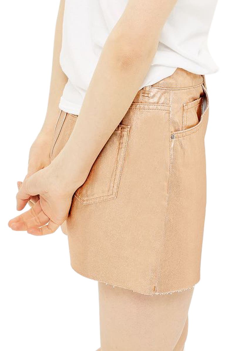 Topshop Moto High Waist Metallic Denim Miniskirt, Alternate, color, 