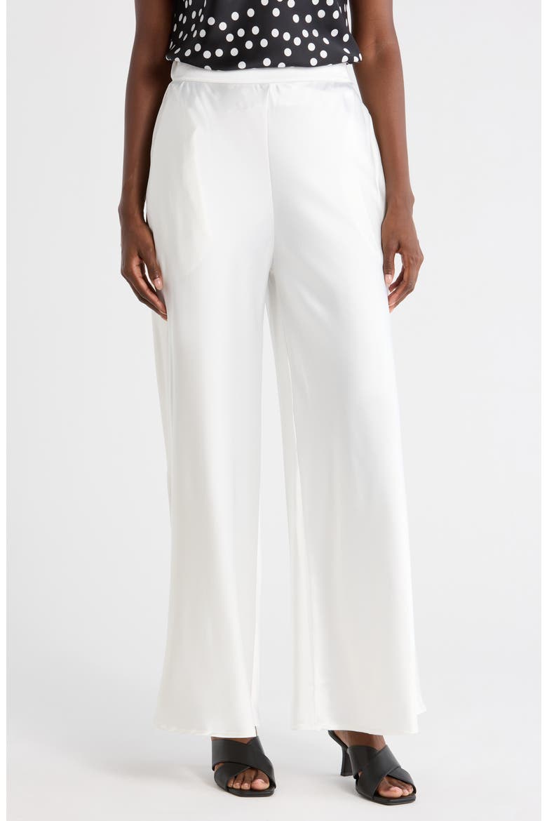 Satin Wide Leg Pants, Main, color, WHITE