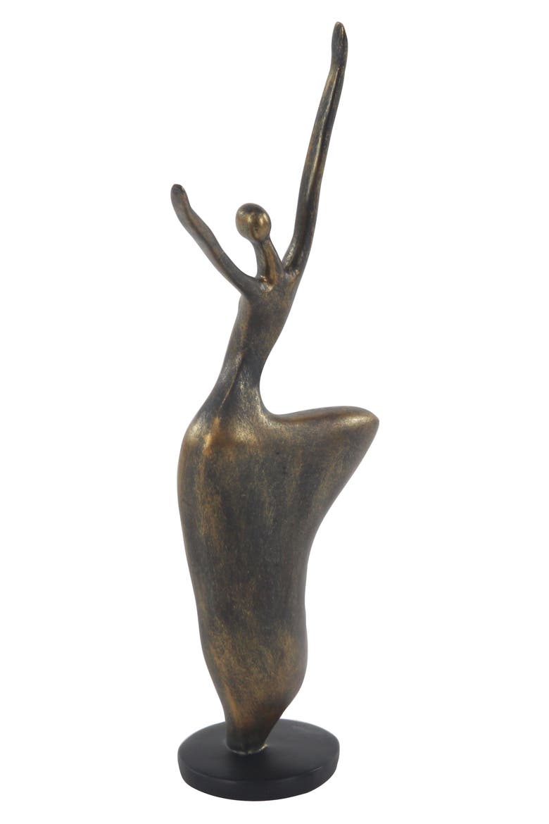 Brasstone Polystone Traditional Dancer Sculpture, Alternate, color, BRASS