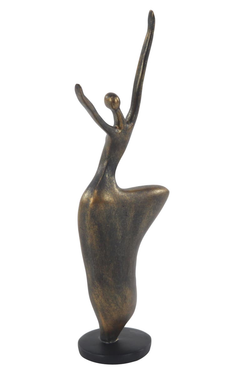 WILLOW ROW Brasstone Polystone Traditional Dancer Sculpture, Alternate, color, 