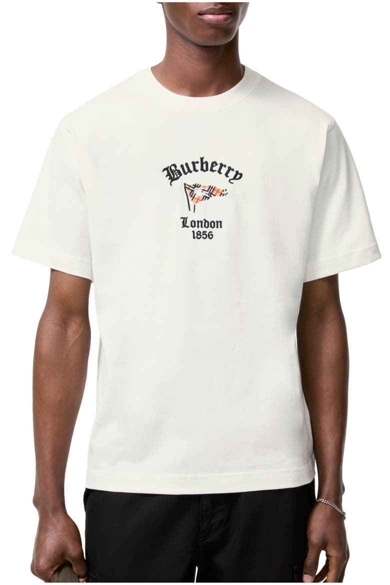 Check Flag Cotton T-shirt, Main, color, Chalk white