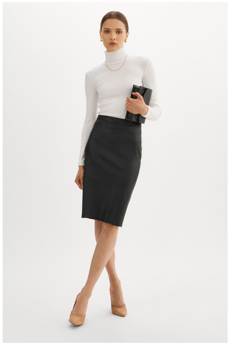 Avana | Leather Pencil Skirt, Alternate, color, BLACK