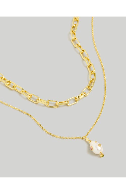 Shop Madewell Set Of 2 Studded Freshwater Pearl Necklaces In Woodrose