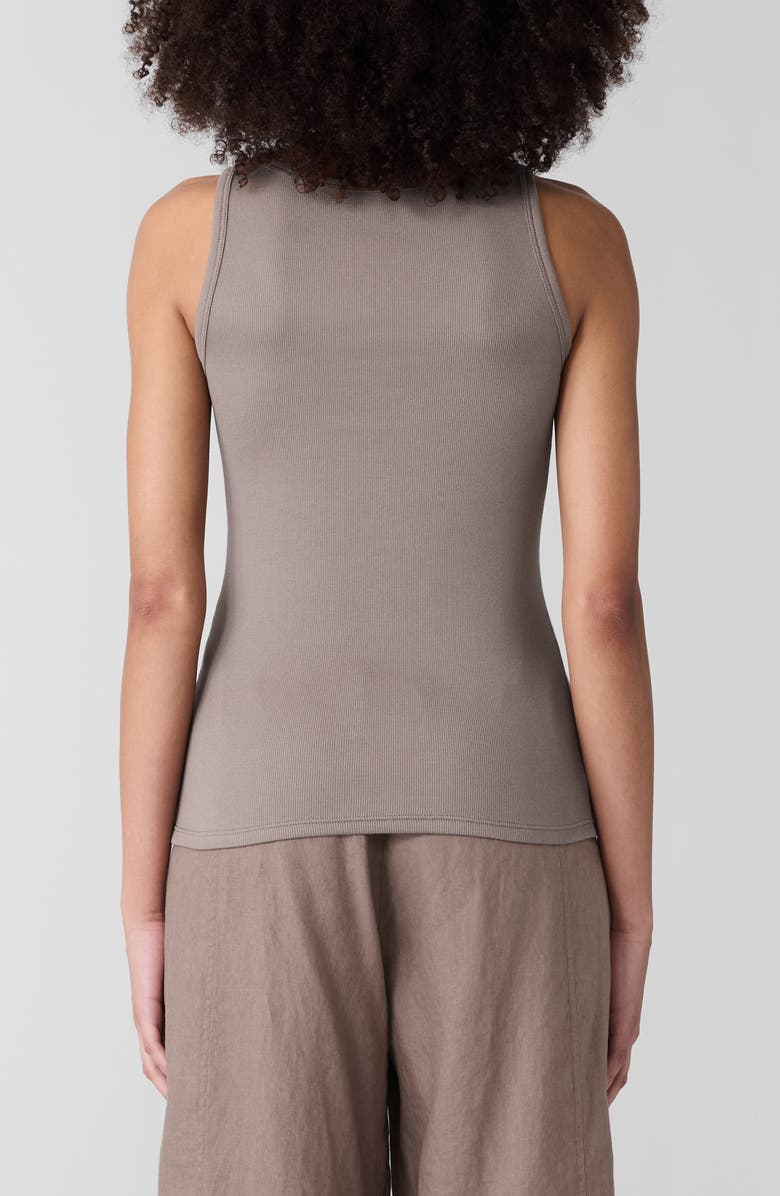 Eileen Fisher Slim Fit Scoop Neck Stretch Cotton Tank, Alternate, color, Cocoa