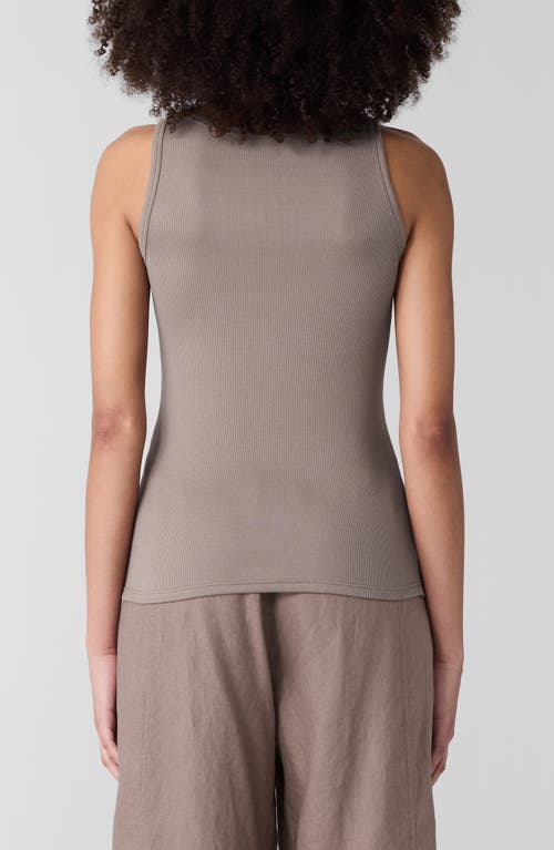Eileen Fisher Slim Fit Scoop Neck Stretch Cotton Tank In Cocoa
