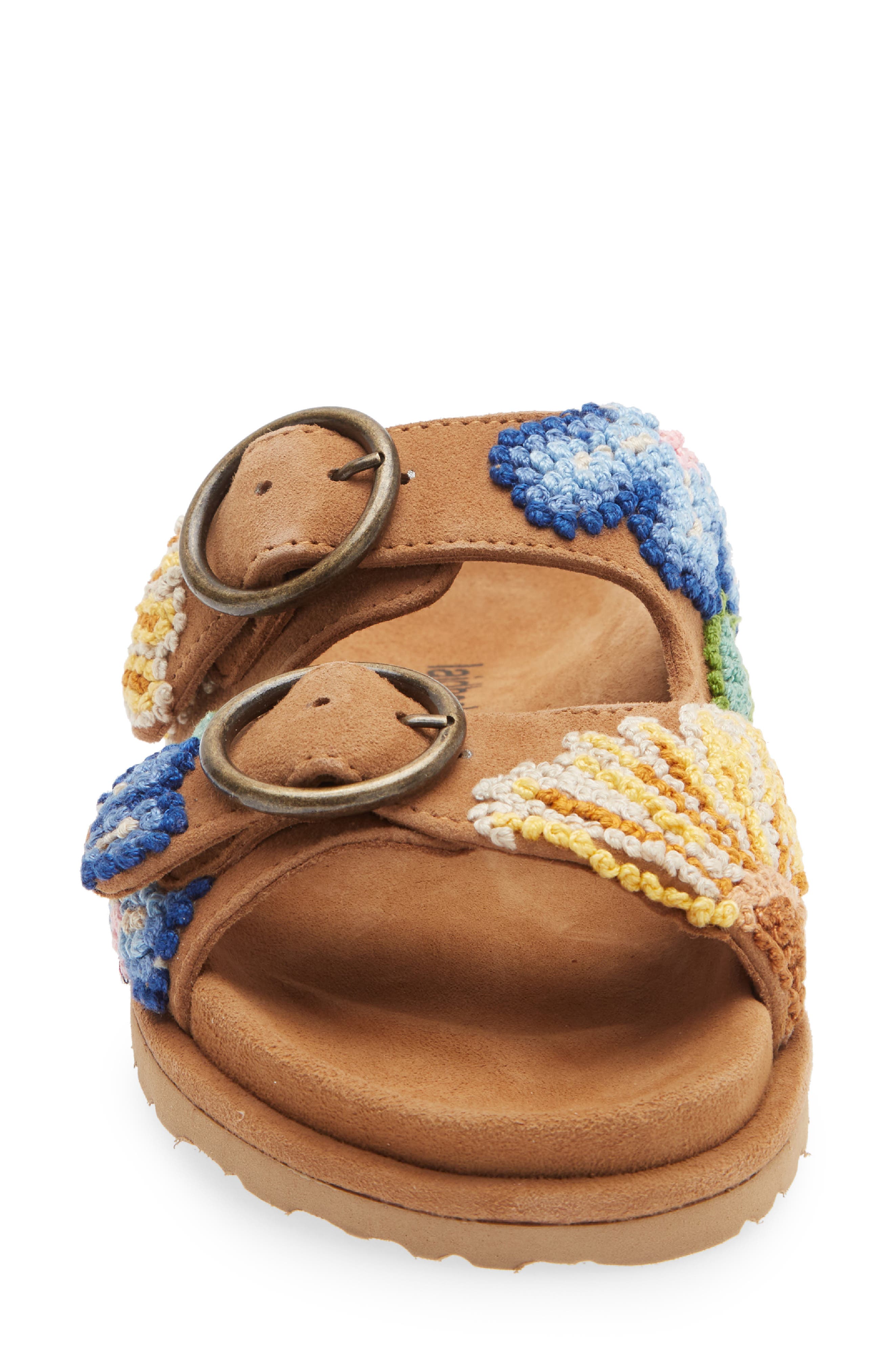 Laidback London Clay Embroidered Slide Sandal, Alternate, color, Mustard Suede / Multi