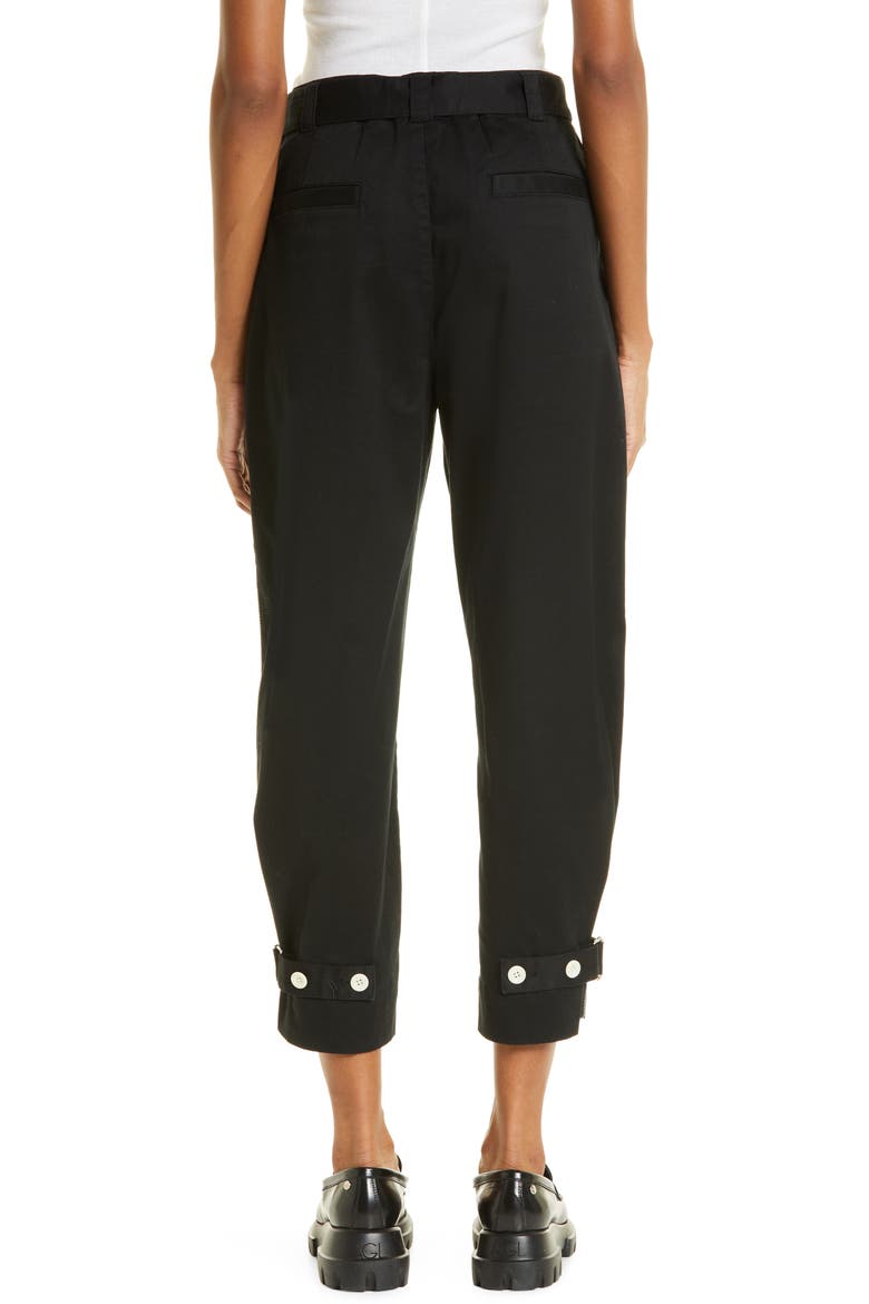 Tapered Crop Stretch Cotton Twill Pants, Alternate, color, BLACK