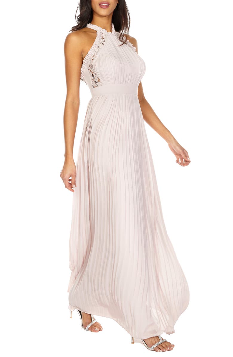 TFNC Dousha Pleated Halter Gown, Main, color, 
