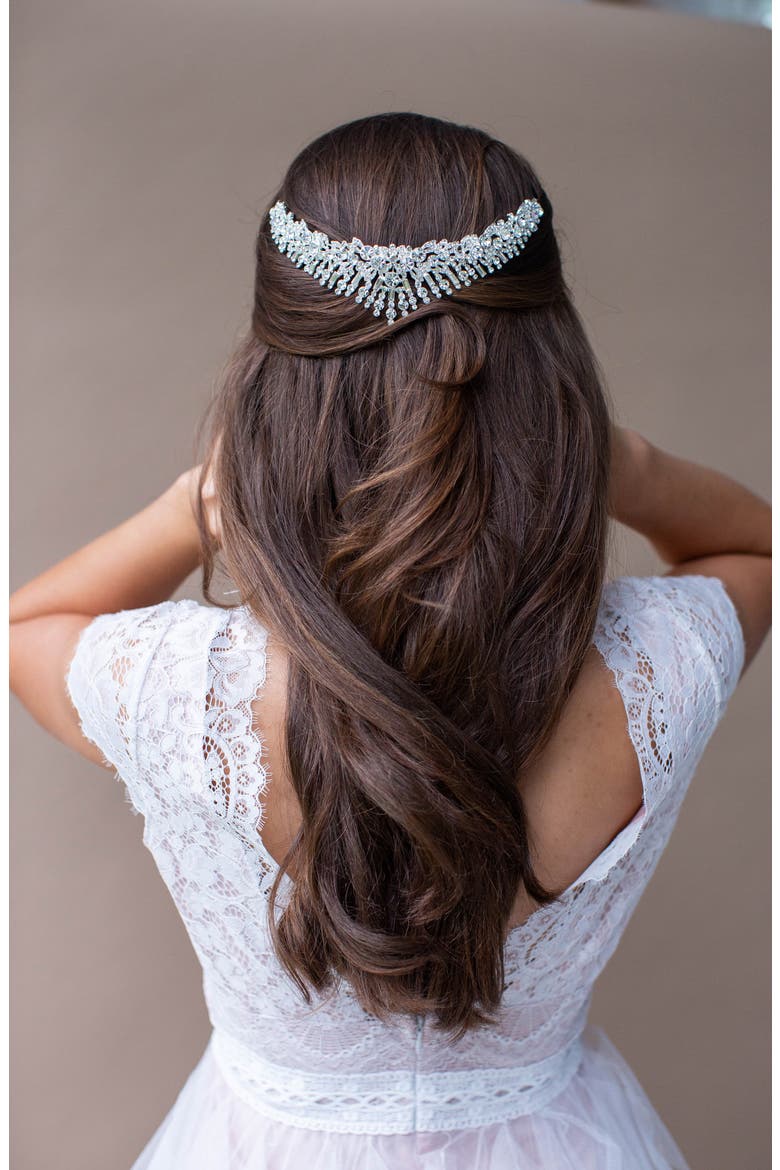Hessa Austrian Crystal Crown (Nordstrom Exclusive), Alternate, color, SILVER