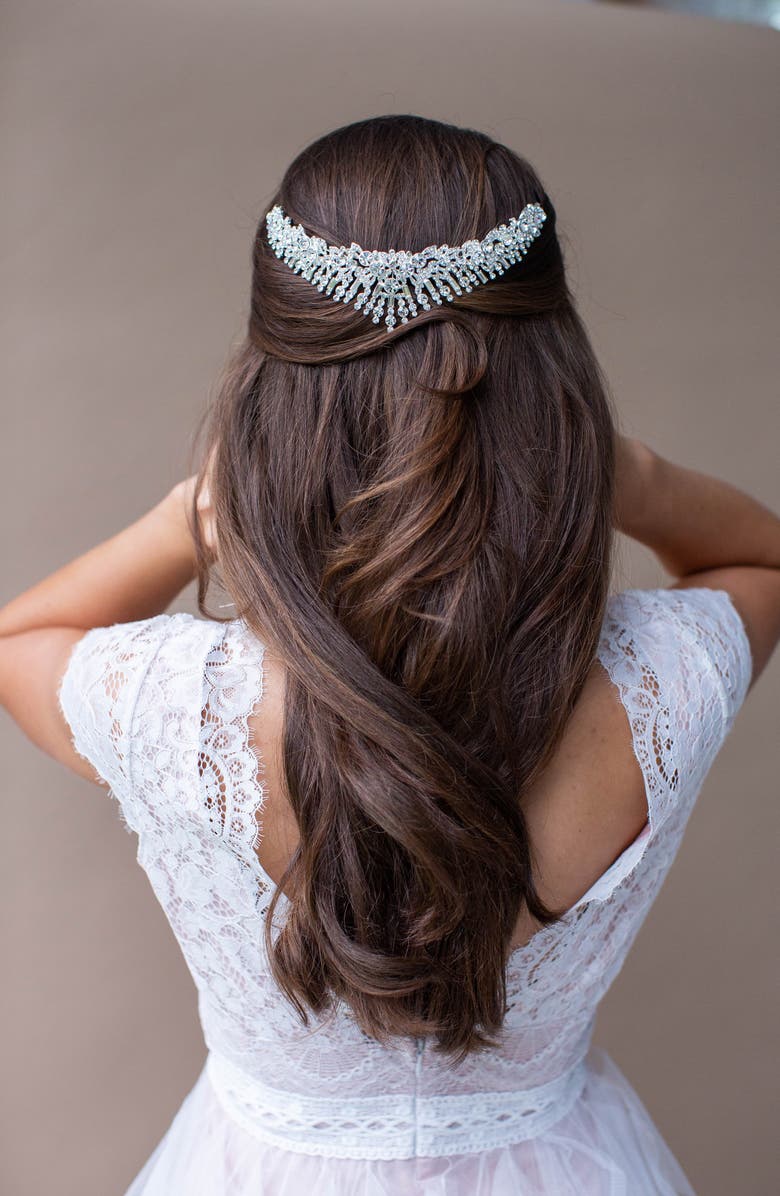 Brides & Hairpins Hessa Austrian Crystal Crown, Alternate, color, Silver